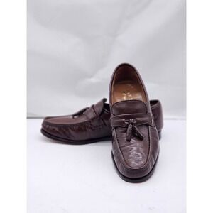 Oakton Classic Men Loafers 8.5 D Shoes Brown Leather Slip On Tassel Flats